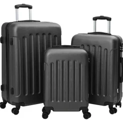 vidaXL Koffer met slot 3 pcs Donkergrijs 50 x 31 x 78 cm ABS Kunststof
