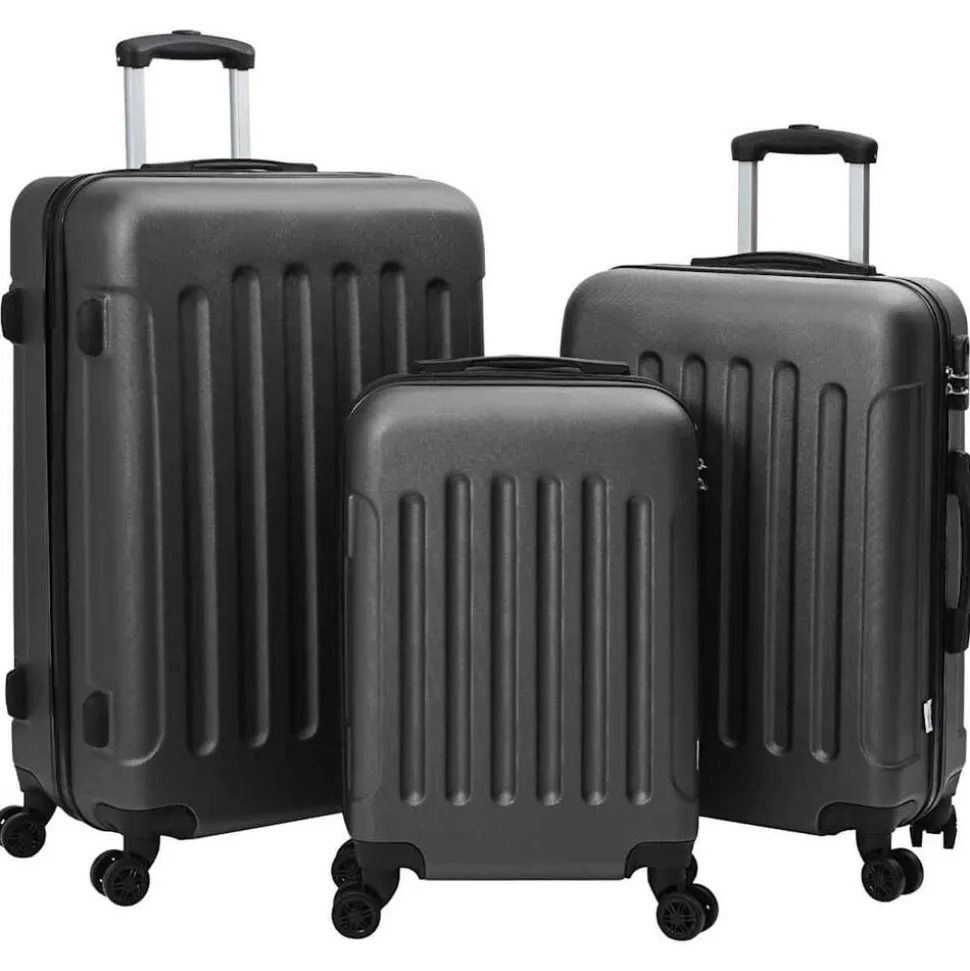 vidaXL Koffer met slot 3 pcs Donkergrijs 50 x 31 x 78 cm ABS Kunststof