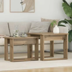 vidaXL Koffietafel Set 2 pcs Artisan Eiken Bewerkt hout