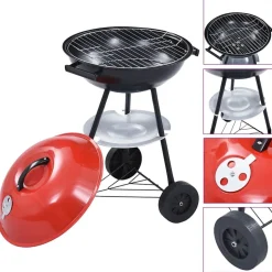 vidaXL Kogelbarbecue houtskool met wieltjes XXL 44 cm