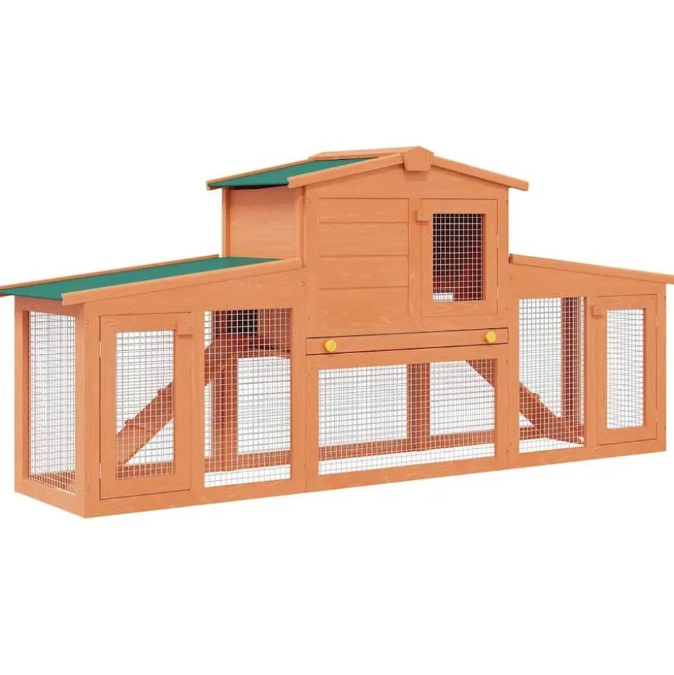 vidaXL Konijnenhok voor buiten met daken groot hout