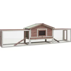 vidaXL Konijnenhok 310x70x87 cm massief grenen- en vurenhout mokka