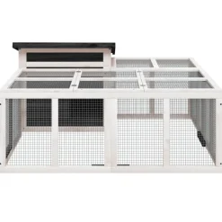 vidaXL Konijnenhok 144x123x67,5 cm massief grenenhout grijs