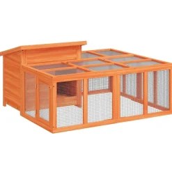 vidaXL Konijnenhok 144x123x67,5 cm massief grenenhout bruin