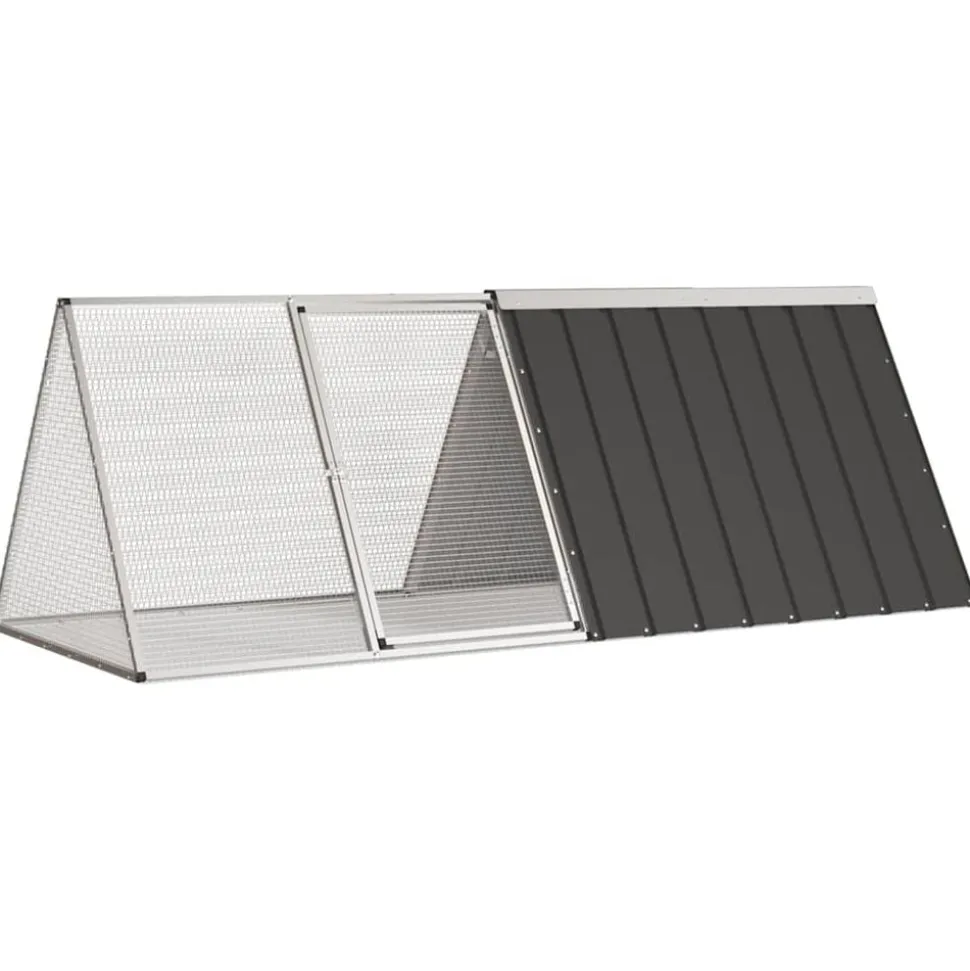 vidaXL Konijnenhok 201,5x80,5x71 cm gegalvaniseerd staal antraciet