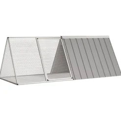 vidaXL Konijnenhok 201,5x80,5x71 cm gegalvaniseerd staal grijs