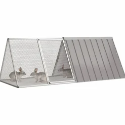 vidaXL Konijnenhok 201,5x80,5x71 cm gegalvaniseerd staal grijs