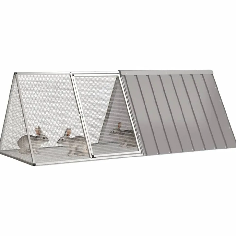 vidaXL Konijnenhok 201,5x80,5x71 cm gegalvaniseerd staal grijs