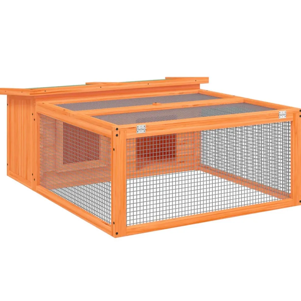 vidaXL Konijnenhok 117,5x97x47,5 cm massief grenenhout bruin