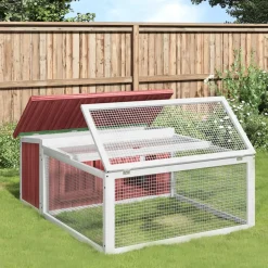 vidaXL Konijnenhok 117,5x97x47,5 cm massief grenenhout mokkakleurig