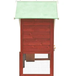 vidaXL Konijnenhok 140x63x120 cm massief vurenhout rood en wit