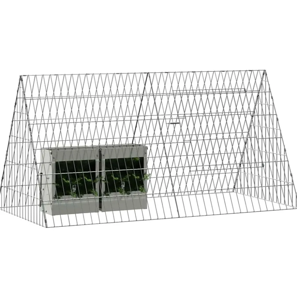 vidaXL Konijnenkooi Zilver 650 x 55 x 55 cm Gegalvaniseerd staal