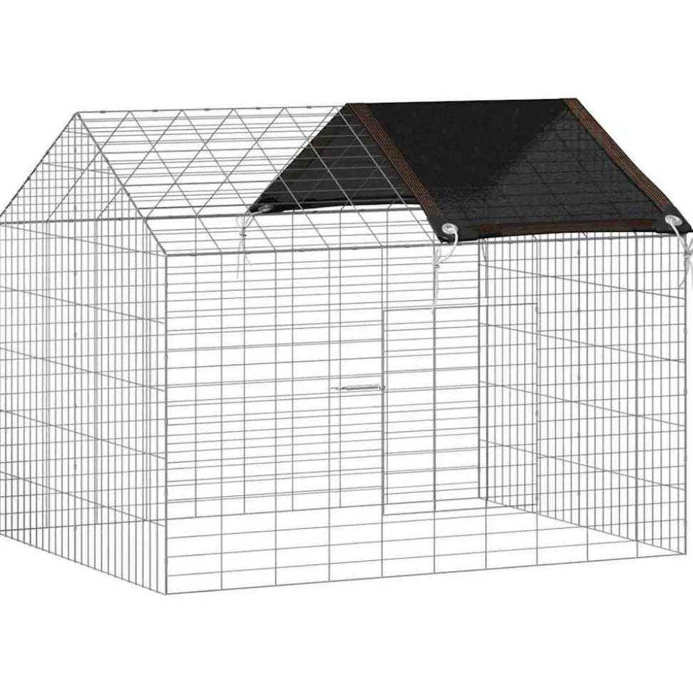 vidaXL Konijnenkooi Zilver 400 x 78 x 78 cm Gegalvaniseerd staal
