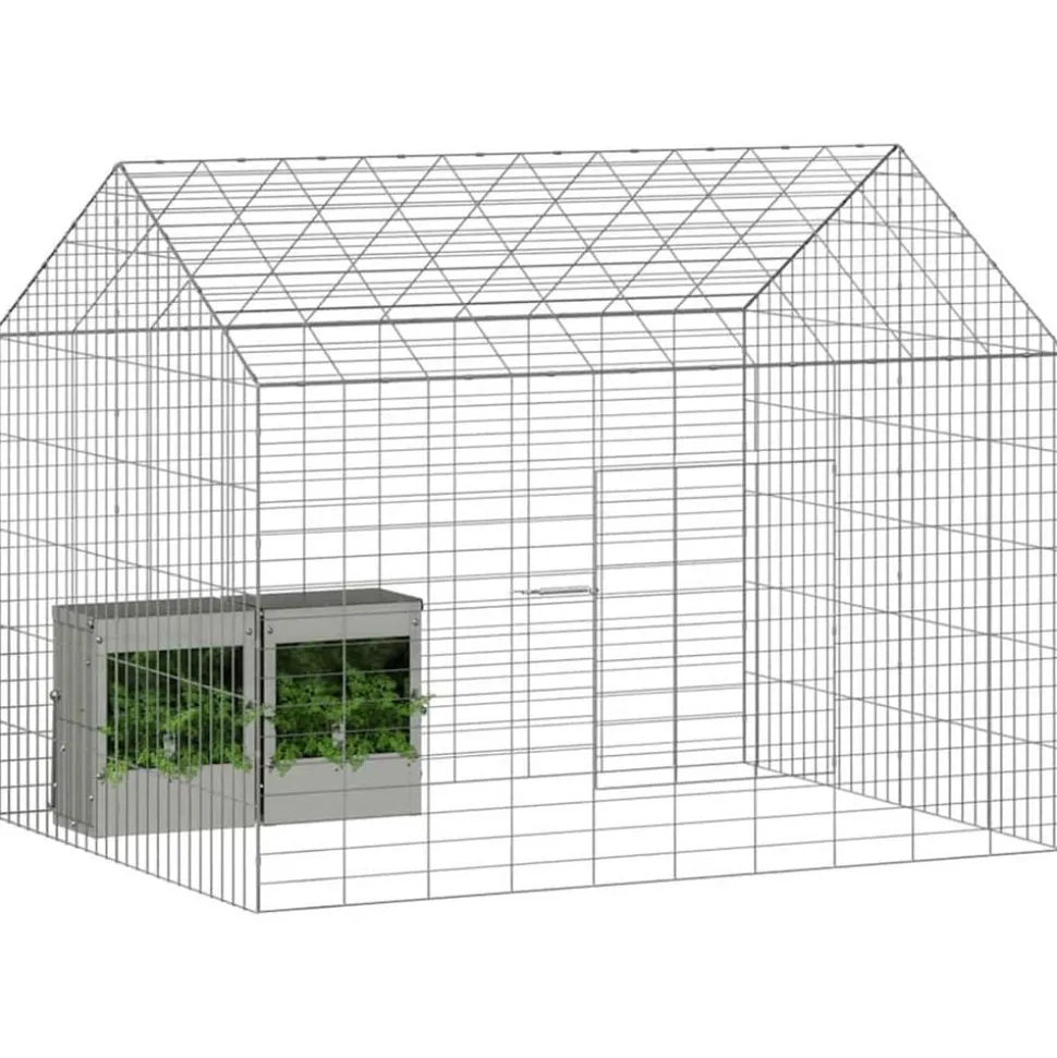 vidaXL Konijnenkooi Zilver 400 x 78 x 78 cm Gegalvaniseerd staal