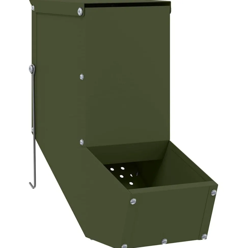 vidaXL Konijnenvoer Olijf Groen 12,5 x 26 x 28,5 cm Koudgewalst Staal