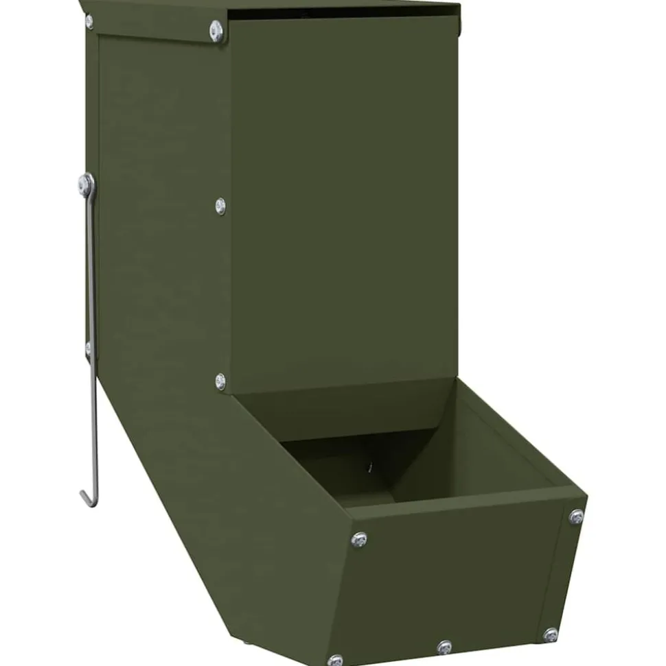 vidaXL Konijnenvoer Olijf Groen 12,5 x 26 x 28,5 cm Koudgewalst Staal