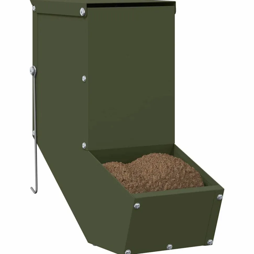 vidaXL Konijnenvoer Olijf Groen 12,5 x 26 x 28,5 cm Koudgewalst Staal
