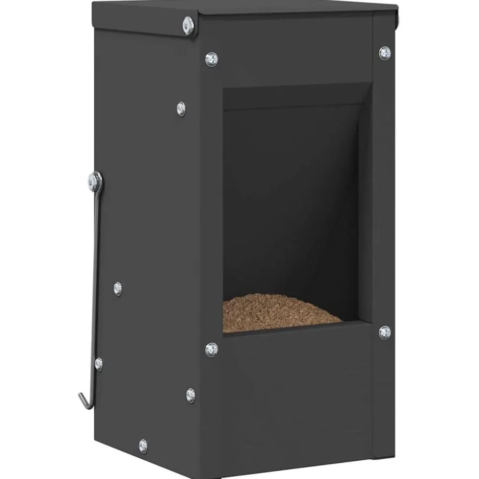 vidaXL Konijnenvoer Zwart 12,5 x 12,5 x 25 cm Koudgewalst Staal