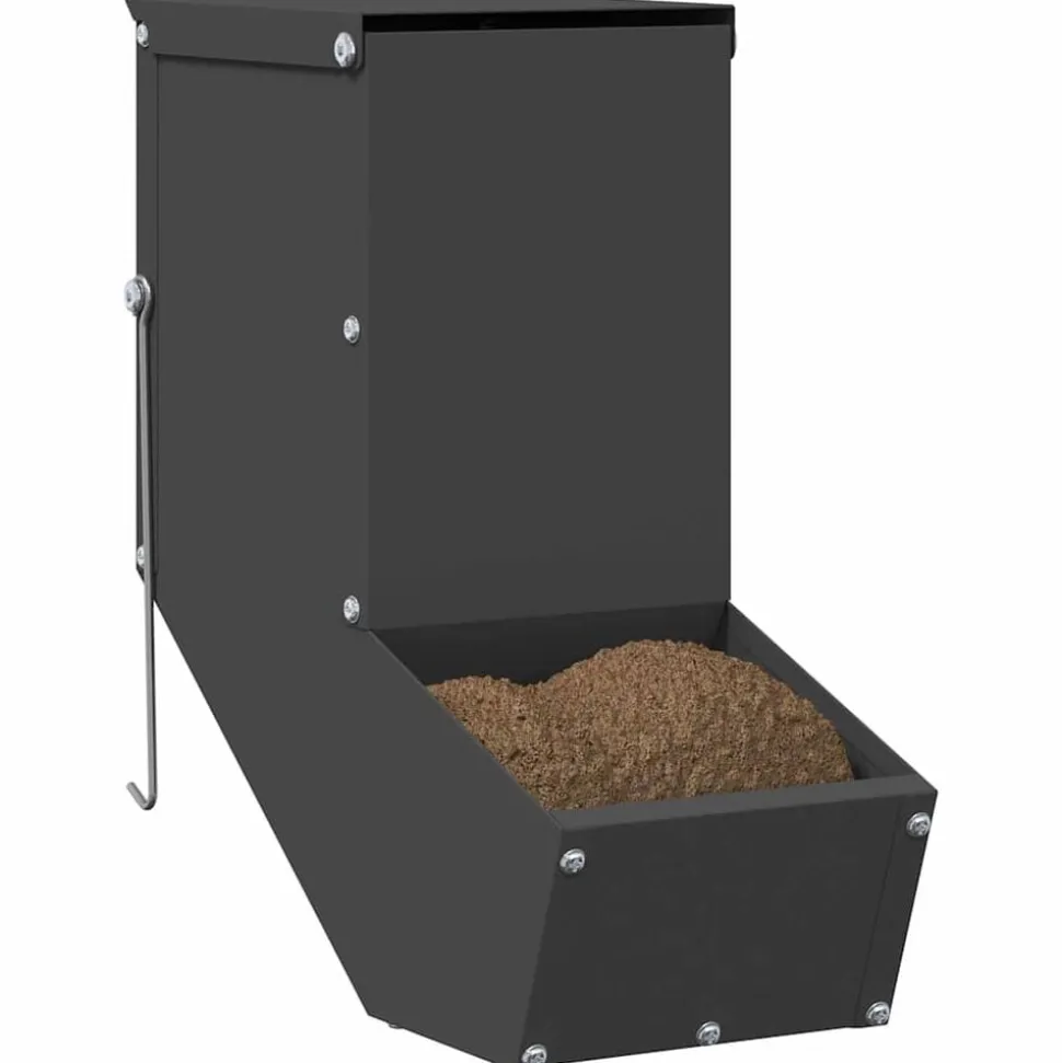 vidaXL Konijnenvoer Zwart 12,5 x 26 x 28,5 cm Koudgewalst Staal