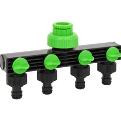 vidaXL Kraanadapter 4-wegs 19,5x6x11 cm ABS & PP groen en zwart