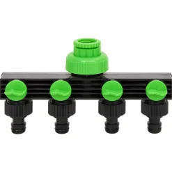 vidaXL Kraanadapter 4-wegs 19,5x6x11 cm ABS & PP groen en zwart
