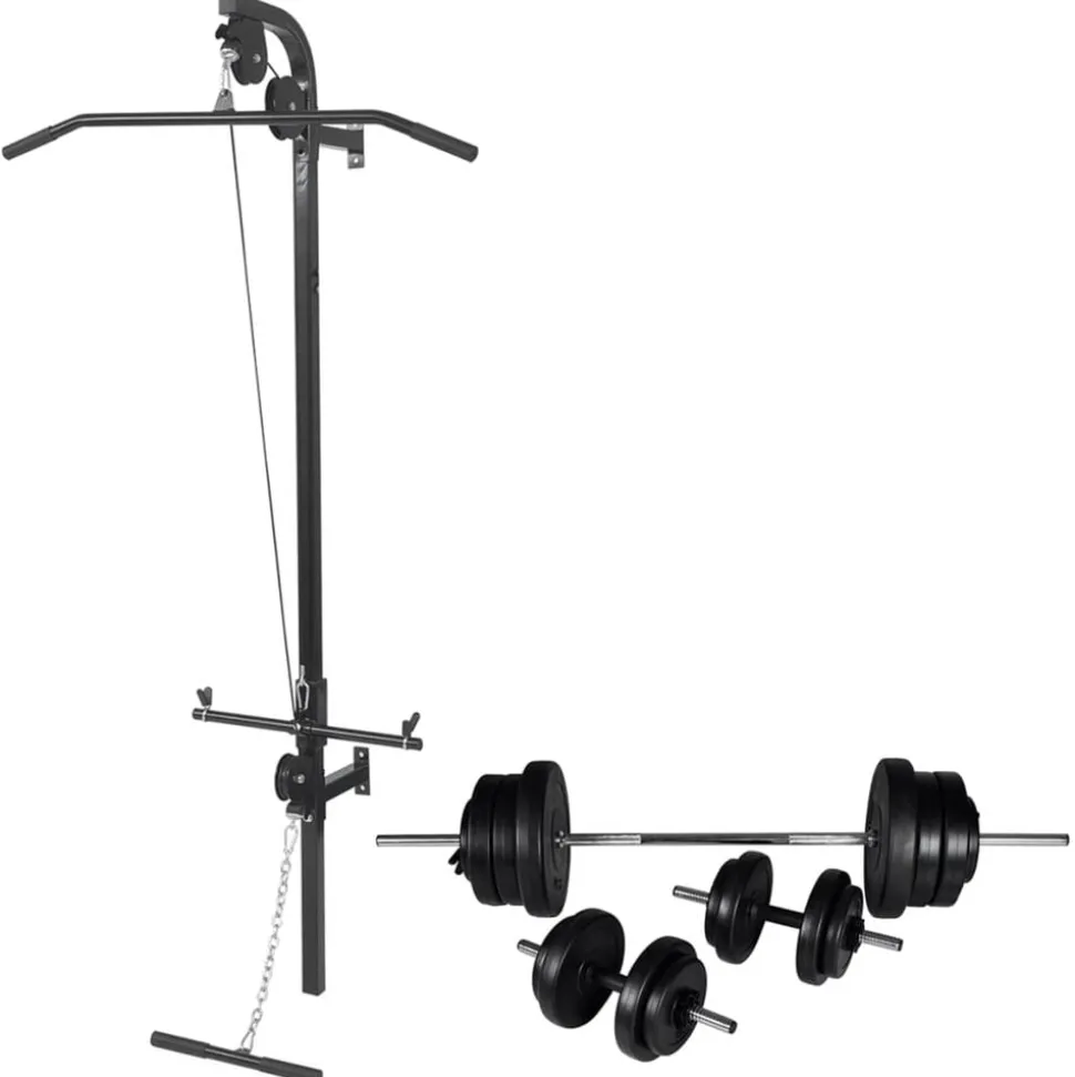 vidaXL Krachttoren voor aan de wand met halterset 60,5 kg