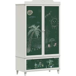 vidaXL Krijtbord Kast met lade ROROS Wit 90 x 45 x 165 cm Bewerkt hout