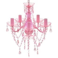 vidaXL Kristallen licht met 5 gloeilampen rosa