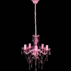 vidaXL Kristallen licht met 5 gloeilampen rosa