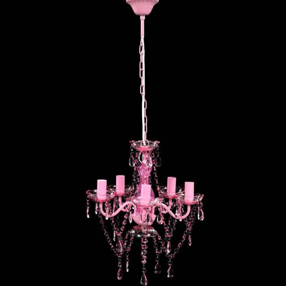 vidaXL Kristallen licht met 5 gloeilampen rosa
