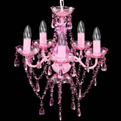 vidaXL Kristallen licht met 5 gloeilampen rosa