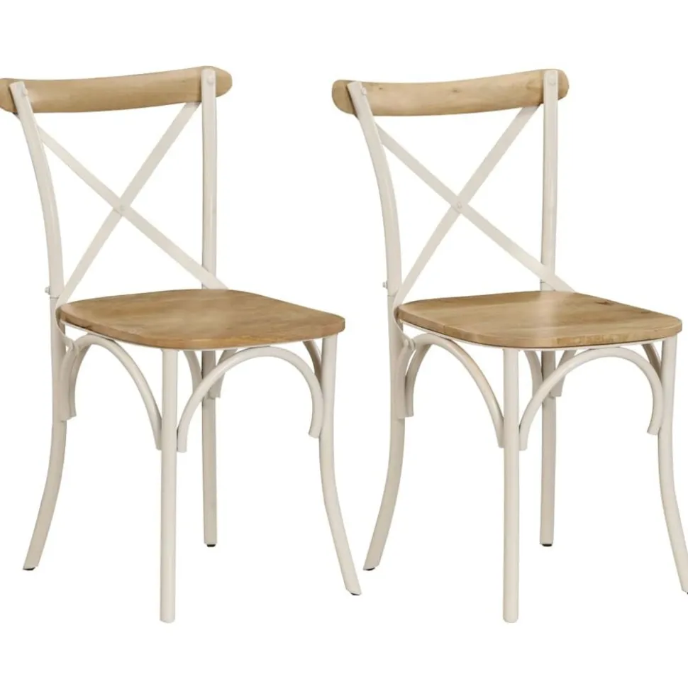 vidaXL Kruisstoelen 2 st massief mangohout wit