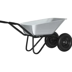 vidaXL Kruiwagen Zilver en Zwart 137 x 60 x 65,5 cm Staal