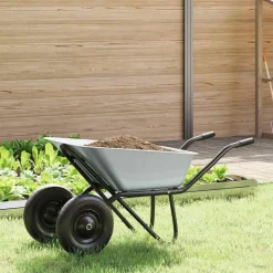 vidaXL Kruiwagen Zilver en Zwart 137 x 60 x 65,5 cm Staal