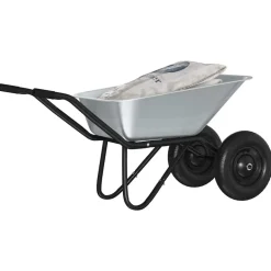 vidaXL Kruiwagen Zilver en Zwart 137 x 60 x 65,5 cm Staal