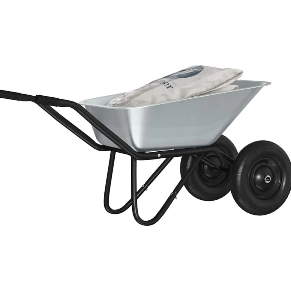 vidaXL Kruiwagen Zilver en Zwart 137 x 60 x 65,5 cm Staal