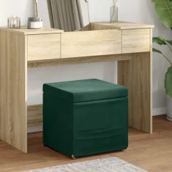 vidaXL Kruk Donkergroen 41 x 41 x 40 cm Velvet en Gefabriceerd Hout