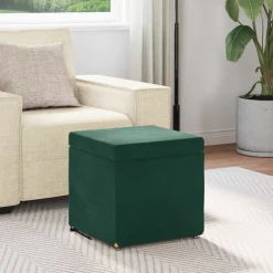 vidaXL Kruk Donkergroen 41 x 41 x 40 cm Velvet en Gefabriceerd Hout
