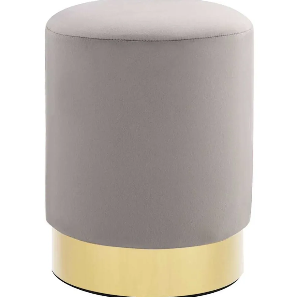 vidaXL Kruk fluweel 28 x 36 cm lichtgrijs en goudkleurig