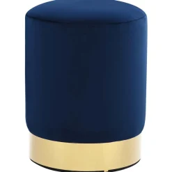 vidaXL Kruk fluweel 28 x 36 cm blauw en goudkleurig