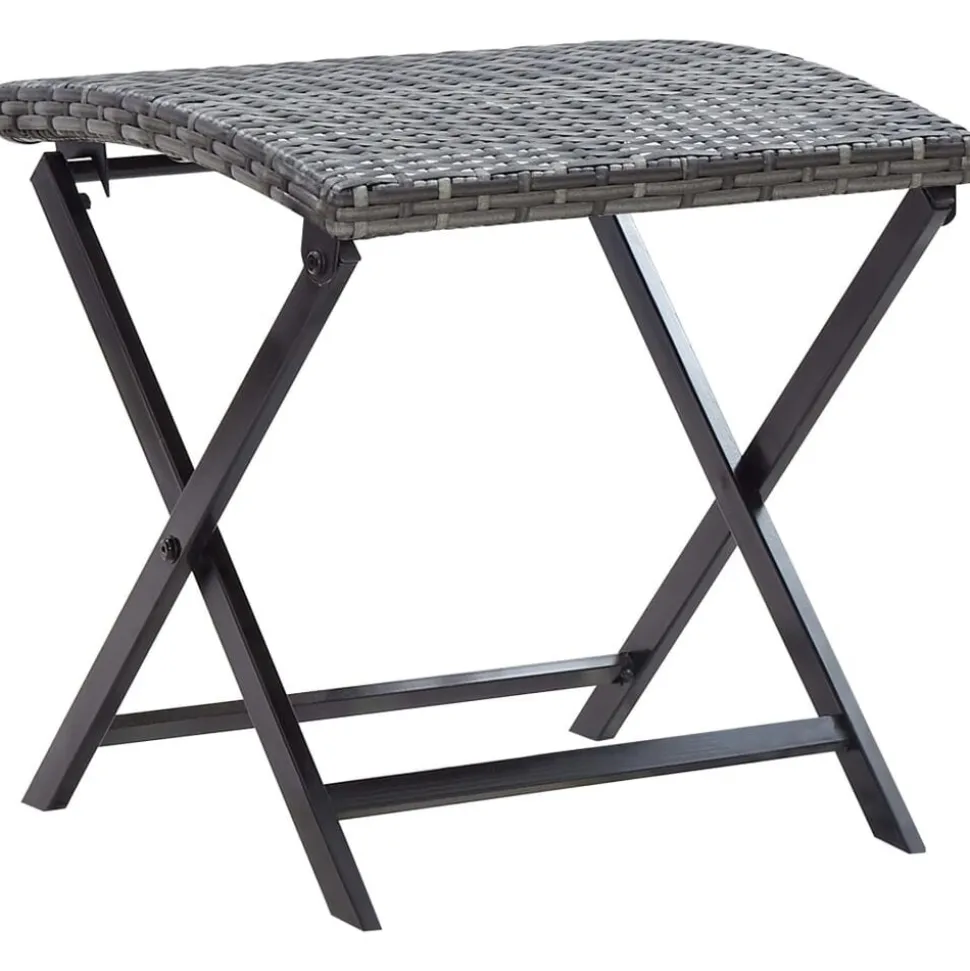 vidaXL Kruk inklapbaar poly rattan grijs