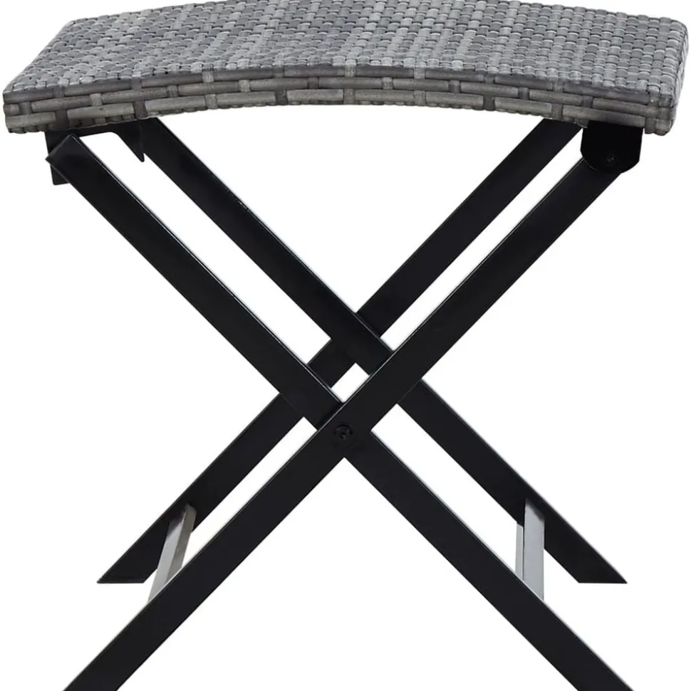 vidaXL Kruk inklapbaar poly rattan grijs
