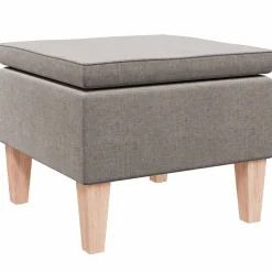 vidaXL Kruk met houten poten stof taupe