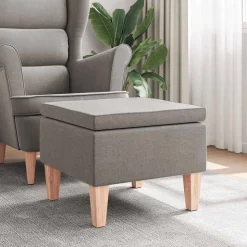vidaXL Kruk met houten poten stof taupe