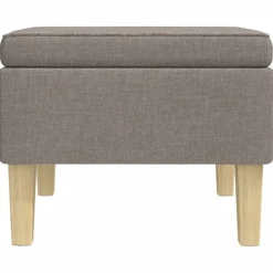 vidaXL Kruk met houten poten stof taupe