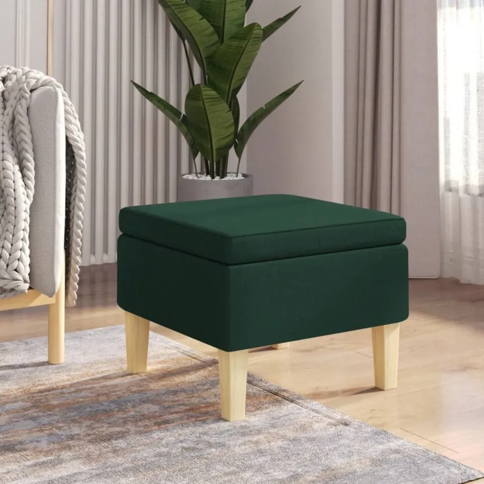 vidaXL Kruk met houten poten stof donkergroen