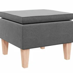 vidaXL Kruk met houten poten stof donkergrijs