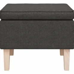 vidaXL Kruk met houten poten stof donkergrijs