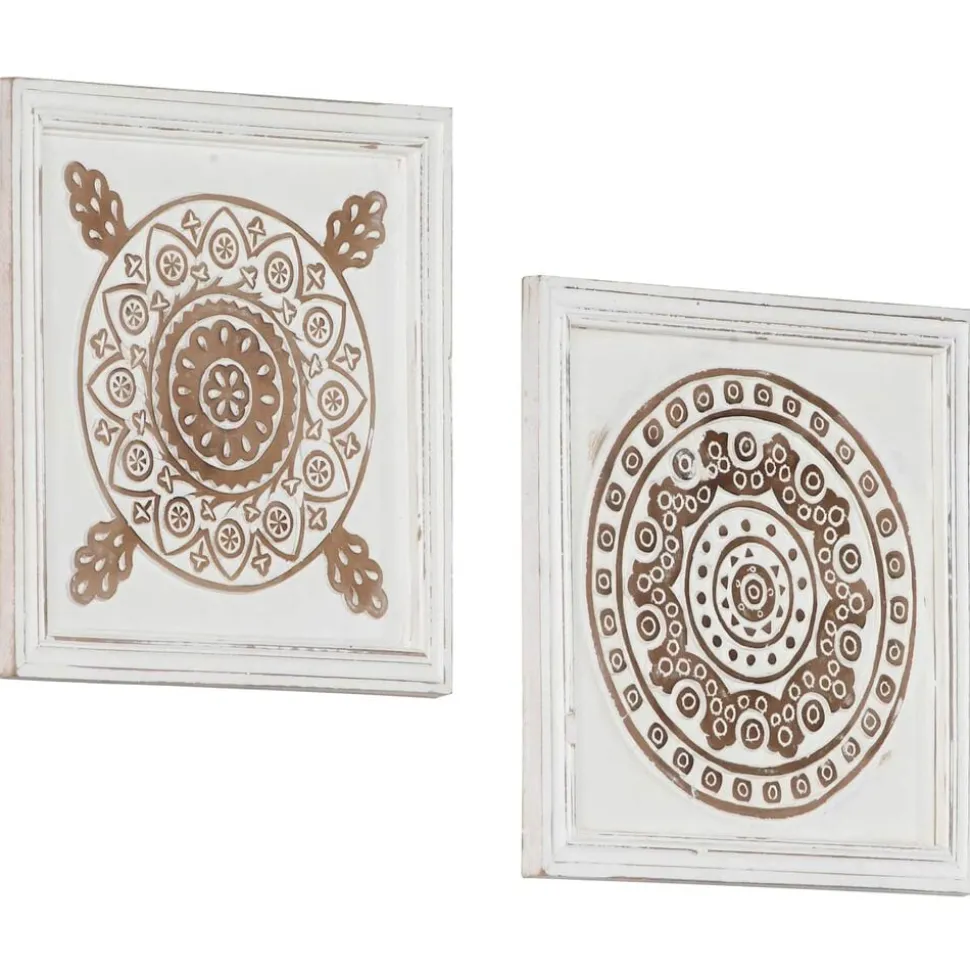 vidaXL Kunst Decoratie 2 pcs Bruin en wit 40 x 40 x 1,5 cm