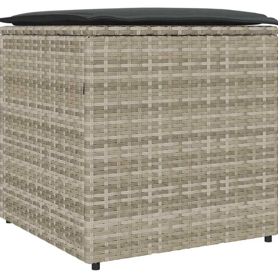 vidaXL Kussenbox met opslag Lichtgrijs 50 x 50 x 50 cm poly rattan